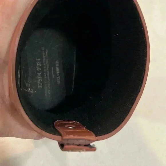 Alice & Whittles Rain Booties Caramel & Cream 9 Chevron Design on Toe Trendy Fun - Picture 9 of 11